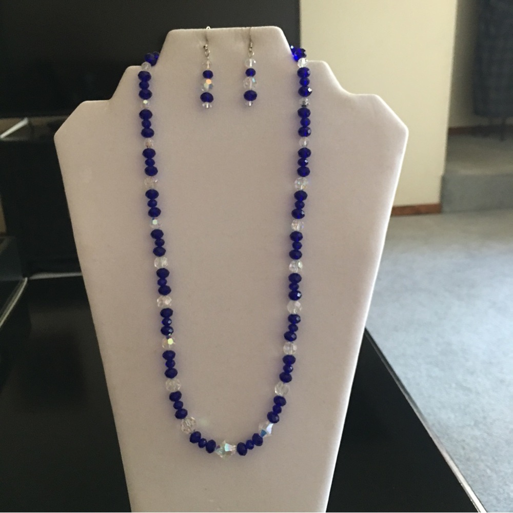 Glass Beaded Necklace & Earrings Set